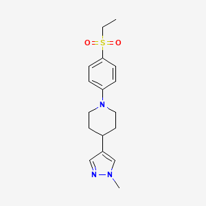 molecular formula C17H23N3O2S B7676720 1-(4-Ethylsulfonylphenyl)-4-(1-methylpyrazol-4-yl)piperidine 