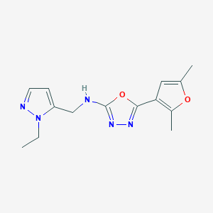 5-(2,5-dimethylfuran-3-yl)-N-[(2-ethylpyrazol-3-yl)methyl]-1,3,4-oxadiazol-2-amine