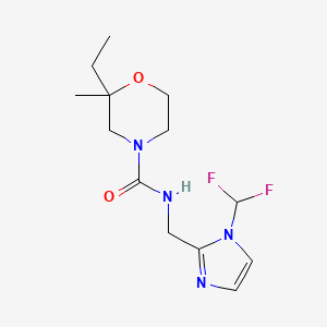 molecular formula C13H20F2N4O2 B7676769 N-[[1-(difluoromethyl)imidazol-2-yl]methyl]-2-ethyl-2-methylmorpholine-4-carboxamide 