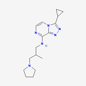 molecular formula C16H24N6 B7676794 3-cyclopropyl-N-(2-methyl-3-pyrrolidin-1-ylpropyl)-[1,2,4]triazolo[4,3-a]pyrazin-8-amine 