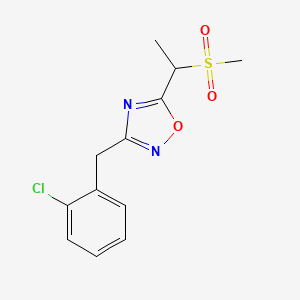 3-[(2-Chlorophenyl)methyl]-5-(1-methylsulfonylethyl)-1,2,4-oxadiazole