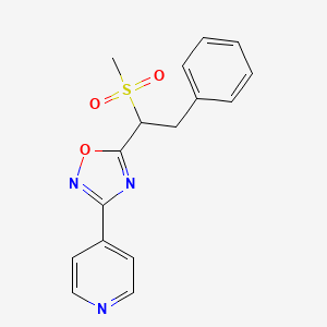 molecular formula C16H15N3O3S B7676852 5-(1-Methylsulfonyl-2-phenylethyl)-3-pyridin-4-yl-1,2,4-oxadiazole 