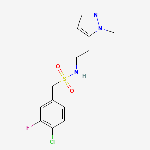 1-(4-chloro-3-fluorophenyl)-N-[2-(2-methylpyrazol-3-yl)ethyl]methanesulfonamide