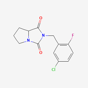 molecular formula C13H12ClFN2O2 B7676876 2-[(5-Chloro-2-fluorophenyl)methyl]-5,6,7,7a-tetrahydropyrrolo[1,2-c]imidazole-1,3-dione 