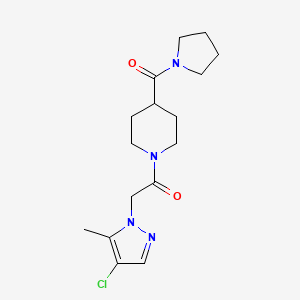 molecular formula C16H23ClN4O2 B7676914 2-(4-Chloro-5-methylpyrazol-1-yl)-1-[4-(pyrrolidine-1-carbonyl)piperidin-1-yl]ethanone 