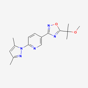 molecular formula C16H19N5O2 B7677090 3-[6-(3,5-Dimethylpyrazol-1-yl)pyridin-3-yl]-5-(2-methoxypropan-2-yl)-1,2,4-oxadiazole 