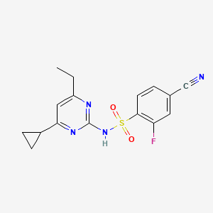 molecular formula C16H15FN4O2S B7677121 4-cyano-N-(4-cyclopropyl-6-ethylpyrimidin-2-yl)-2-fluorobenzenesulfonamide 