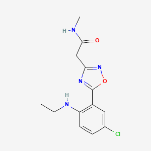 molecular formula C13H15ClN4O2 B7677153 2-[5-[5-chloro-2-(ethylamino)phenyl]-1,2,4-oxadiazol-3-yl]-N-methylacetamide 