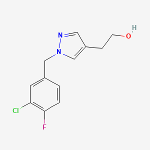 molecular formula C12H12ClFN2O B7677169 2-[1-[(3-Chloro-4-fluorophenyl)methyl]pyrazol-4-yl]ethanol 