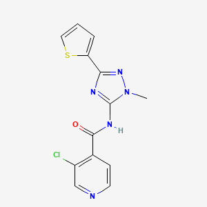 molecular formula C13H10ClN5OS B7677312 3-chloro-N-(2-methyl-5-thiophen-2-yl-1,2,4-triazol-3-yl)pyridine-4-carboxamide 