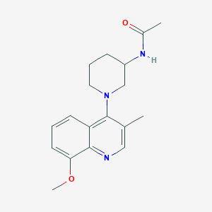 molecular formula C18H23N3O2 B7677336 N-[1-(8-methoxy-3-methylquinolin-4-yl)piperidin-3-yl]acetamide 