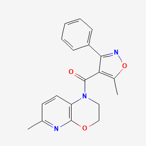 molecular formula C19H17N3O3 B7677345 (6-Methyl-2,3-dihydropyrido[2,3-b][1,4]oxazin-1-yl)-(5-methyl-3-phenyl-1,2-oxazol-4-yl)methanone 