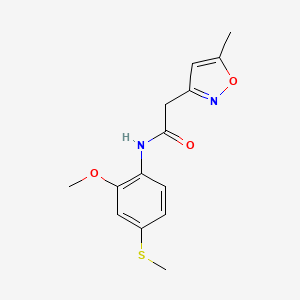 molecular formula C14H16N2O3S B7677431 N-(2-methoxy-4-methylsulfanylphenyl)-2-(5-methyl-1,2-oxazol-3-yl)acetamide 