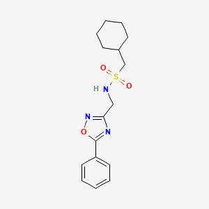 molecular formula C16H21N3O3S B7677457 1-cyclohexyl-N-[(5-phenyl-1,2,4-oxadiazol-3-yl)methyl]methanesulfonamide 