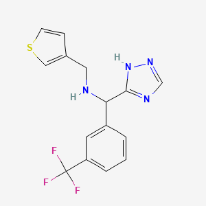 molecular formula C15H13F3N4S B7677472 N-(thiophen-3-ylmethyl)-1-(1H-1,2,4-triazol-5-yl)-1-[3-(trifluoromethyl)phenyl]methanamine 