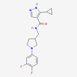 molecular formula C18H20F2N4O B7677531 5-cyclopropyl-N-[[1-(3,4-difluorophenyl)pyrrolidin-3-yl]methyl]-1H-pyrazole-4-carboxamide 