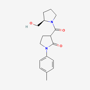 molecular formula C17H22N2O3 B7677541 3-[(2R)-2-(hydroxymethyl)pyrrolidine-1-carbonyl]-1-(4-methylphenyl)pyrrolidin-2-one 