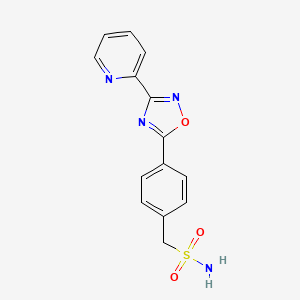 molecular formula C14H12N4O3S B7677551 [4-(3-Pyridin-2-yl-1,2,4-oxadiazol-5-yl)phenyl]methanesulfonamide 