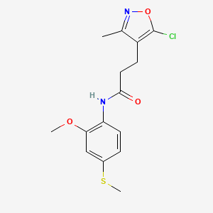 molecular formula C15H17ClN2O3S B7677636 3-(5-chloro-3-methyl-1,2-oxazol-4-yl)-N-(2-methoxy-4-methylsulfanylphenyl)propanamide 