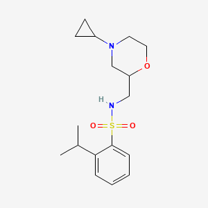 molecular formula C17H26N2O3S B7677645 N-[(4-cyclopropylmorpholin-2-yl)methyl]-2-propan-2-ylbenzenesulfonamide 