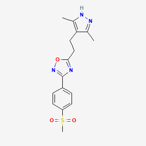 molecular formula C16H18N4O3S B7677681 5-[2-(3,5-dimethyl-1H-pyrazol-4-yl)ethyl]-3-(4-methylsulfonylphenyl)-1,2,4-oxadiazole 