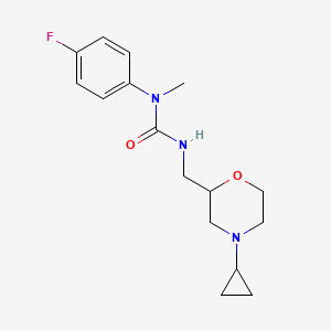 molecular formula C16H22FN3O2 B7677687 3-[(4-Cyclopropylmorpholin-2-yl)methyl]-1-(4-fluorophenyl)-1-methylurea 