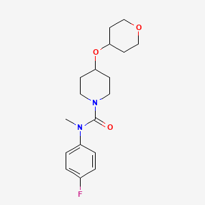 molecular formula C18H25FN2O3 B7677698 N-(4-fluorophenyl)-N-methyl-4-(oxan-4-yloxy)piperidine-1-carboxamide 