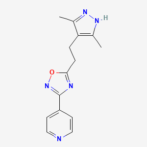 molecular formula C14H15N5O B7677731 5-[2-(3,5-dimethyl-1H-pyrazol-4-yl)ethyl]-3-pyridin-4-yl-1,2,4-oxadiazole 