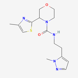 molecular formula C15H21N5O2S B7677737 N-[2-(2-methylpyrazol-3-yl)ethyl]-3-(4-methyl-1,3-thiazol-2-yl)morpholine-4-carboxamide 