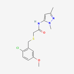 molecular formula C15H18ClN3O2S B7677749 2-[(2-chloro-5-methoxyphenyl)methylsulfanyl]-N-(2,5-dimethylpyrazol-3-yl)acetamide 