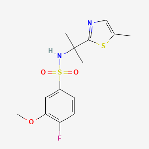 molecular formula C14H17FN2O3S2 B7677751 4-fluoro-3-methoxy-N-[2-(5-methyl-1,3-thiazol-2-yl)propan-2-yl]benzenesulfonamide 