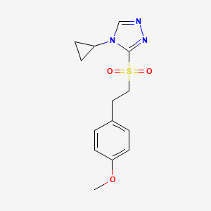 molecular formula C14H17N3O3S B7677755 4-Cyclopropyl-3-[2-(4-methoxyphenyl)ethylsulfonyl]-1,2,4-triazole 