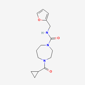 molecular formula C15H21N3O3 B7677779 4-(cyclopropanecarbonyl)-N-(furan-2-ylmethyl)-1,4-diazepane-1-carboxamide 