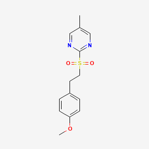 molecular formula C14H16N2O3S B7677797 2-[2-(4-Methoxyphenyl)ethylsulfonyl]-5-methylpyrimidine 