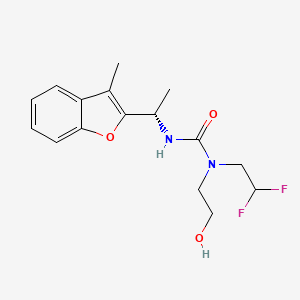 molecular formula C16H20F2N2O3 B7677803 1-(2,2-difluoroethyl)-1-(2-hydroxyethyl)-3-[(1S)-1-(3-methyl-1-benzofuran-2-yl)ethyl]urea 