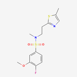 molecular formula C14H17FN2O3S2 B7677807 4-fluoro-3-methoxy-N-methyl-N-[2-(5-methyl-1,3-thiazol-2-yl)ethyl]benzenesulfonamide 