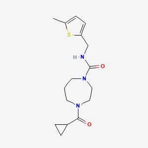 molecular formula C16H23N3O2S B7677835 4-(cyclopropanecarbonyl)-N-[(5-methylthiophen-2-yl)methyl]-1,4-diazepane-1-carboxamide 