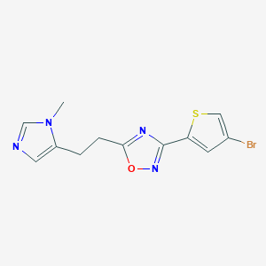 molecular formula C12H11BrN4OS B7677836 3-(4-Bromothiophen-2-yl)-5-[2-(3-methylimidazol-4-yl)ethyl]-1,2,4-oxadiazole 