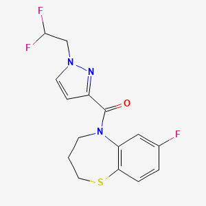 [1-(2,2-difluoroethyl)pyrazol-3-yl]-(7-fluoro-3,4-dihydro-2H-1,5-benzothiazepin-5-yl)methanone