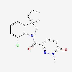 molecular formula C18H18ClN3O2 B7677964 6-(7-chlorospiro[2H-indole-3,1'-cyclopentane]-1-carbonyl)-2-methylpyridazin-3-one 