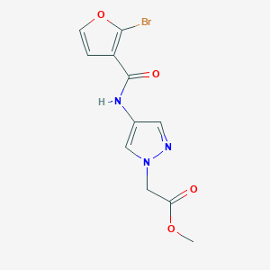 molecular formula C11H10BrN3O4 B7677975 Methyl 2-[4-[(2-bromofuran-3-carbonyl)amino]pyrazol-1-yl]acetate 