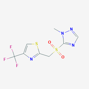 molecular formula C8H7F3N4O2S2 B7678005 2-[(2-Methyl-1,2,4-triazol-3-yl)sulfonylmethyl]-4-(trifluoromethyl)-1,3-thiazole 