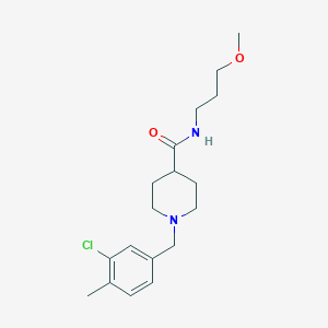 molecular formula C18H27ClN2O2 B7678020 1-[(3-chloro-4-methylphenyl)methyl]-N-(3-methoxypropyl)piperidine-4-carboxamide 