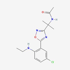 N-[2-[5-[5-chloro-2-(ethylamino)phenyl]-1,2,4-oxadiazol-3-yl]propan-2-yl]acetamide