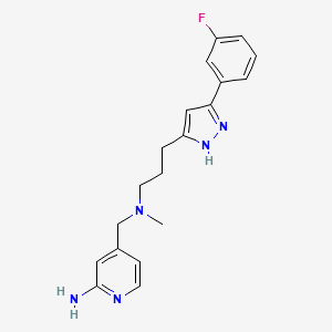 4-[[3-[3-(3-fluorophenyl)-1H-pyrazol-5-yl]propyl-methylamino]methyl]pyridin-2-amine