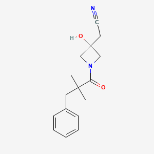 2-[1-(2,2-Dimethyl-3-phenylpropanoyl)-3-hydroxyazetidin-3-yl]acetonitrile