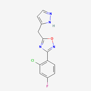 3-(2-chloro-4-fluorophenyl)-5-(1H-pyrazol-5-ylmethyl)-1,2,4-oxadiazole