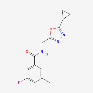 molecular formula C14H14FN3O2 B7678227 N-[(5-cyclopropyl-1,3,4-oxadiazol-2-yl)methyl]-3-fluoro-5-methylbenzamide 