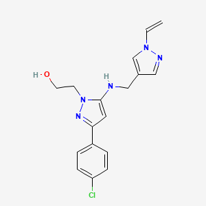 molecular formula C17H18ClN5O B7678931 2-[3-(4-Chlorophenyl)-5-[(1-ethenylpyrazol-4-yl)methylamino]pyrazol-1-yl]ethanol 