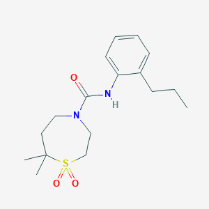 7,7-dimethyl-1,1-dioxo-N-(2-propylphenyl)-1,4-thiazepane-4-carboxamide